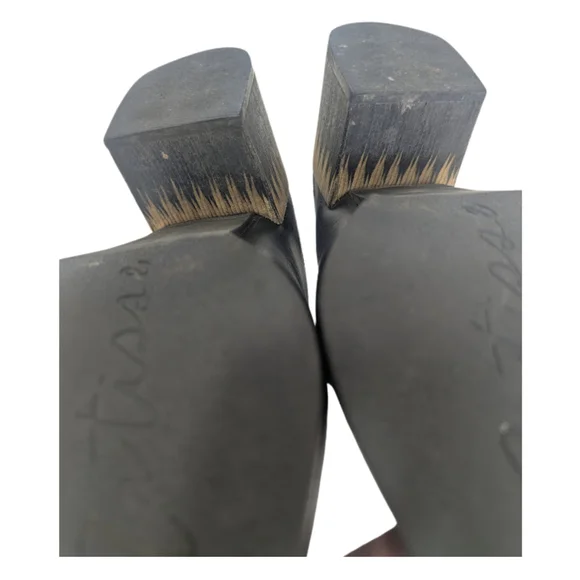 Sculptural Heel Black Leather Mules | Matisse Evie | Modern Minimalist Size 8M - Picture 7 of 9